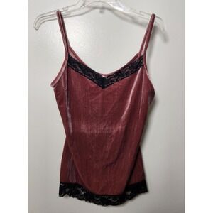 Lace Trim Velour Sleeveless Spaghetti Strap Top Size Small Y2K Grunge Whimsigoth